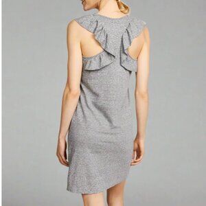 Current Elliott Ruffle Mini Dress Large Gray Sleeveless Scoop Neck Jersey Short
